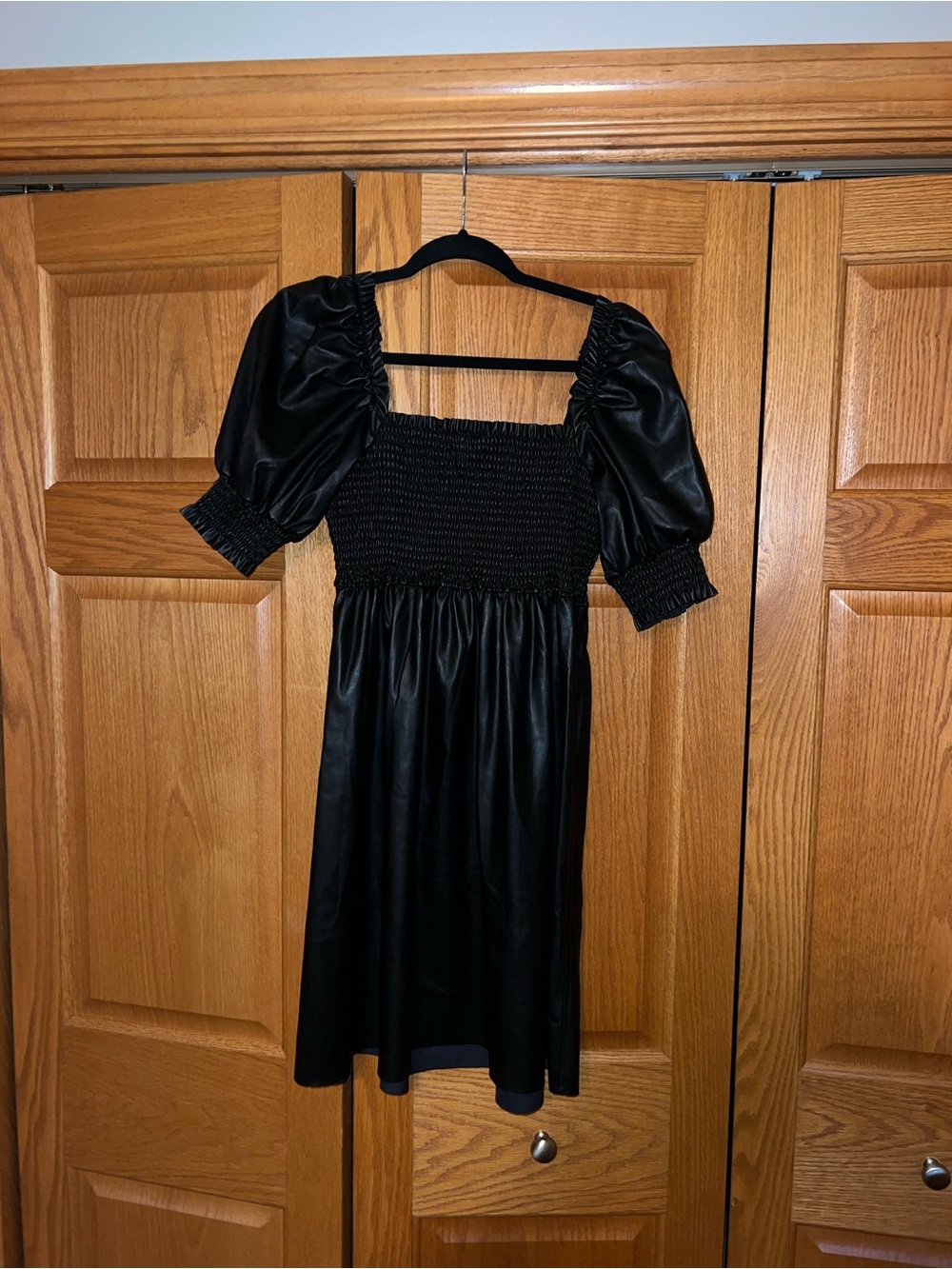7 For All Mankind Black Puff Sleeve Mini Dress
